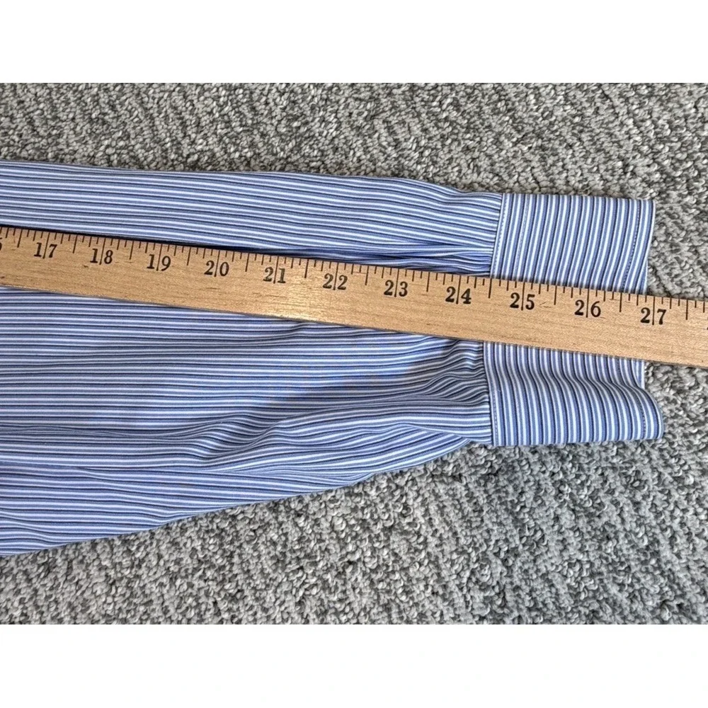 Brooks Brothers LS Button Down Shirt Mens 17- 36 XL‎ 346 Blue Striped Slim EUC